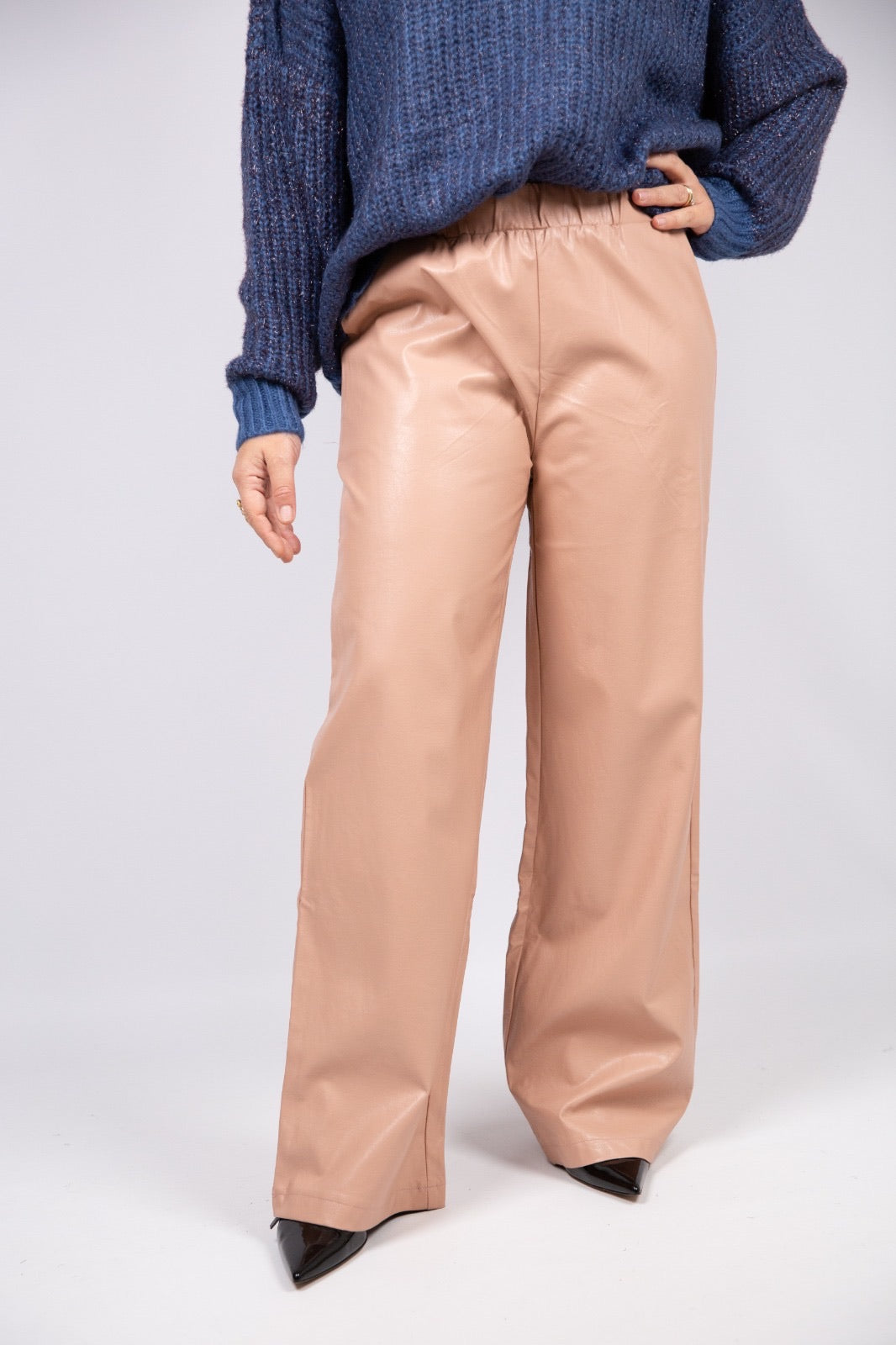 Compania Fantastica Pantalone ecopelle cipria