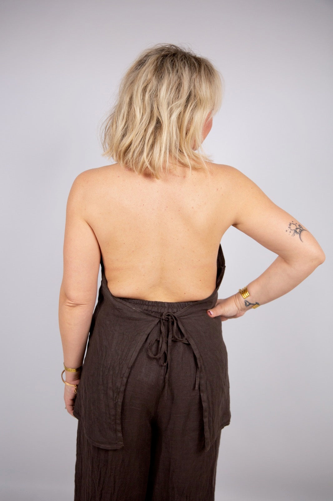 Atelier55 gilet Lino schiena scoperta