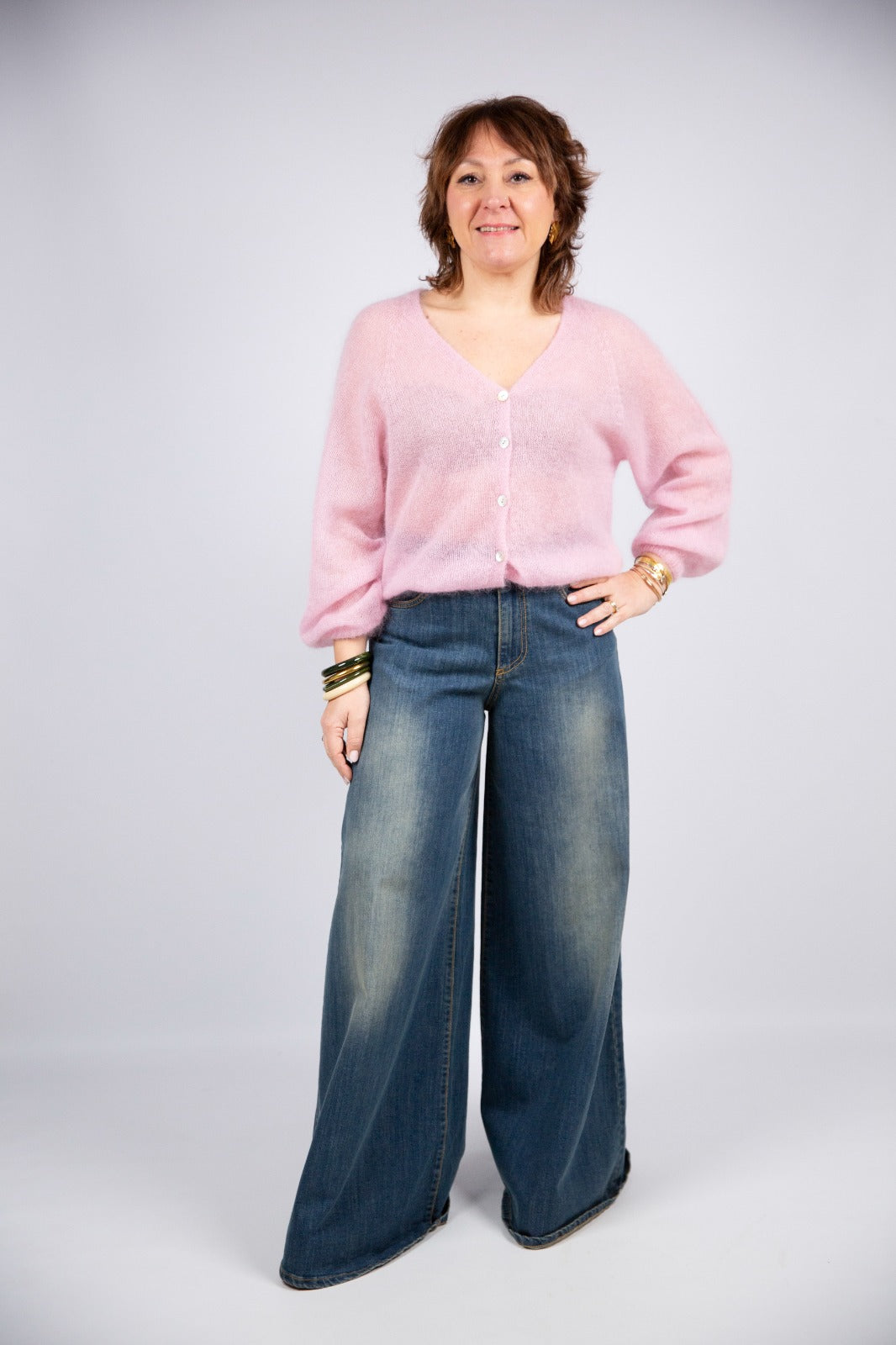 Spazio Sand cardigan kids mohair