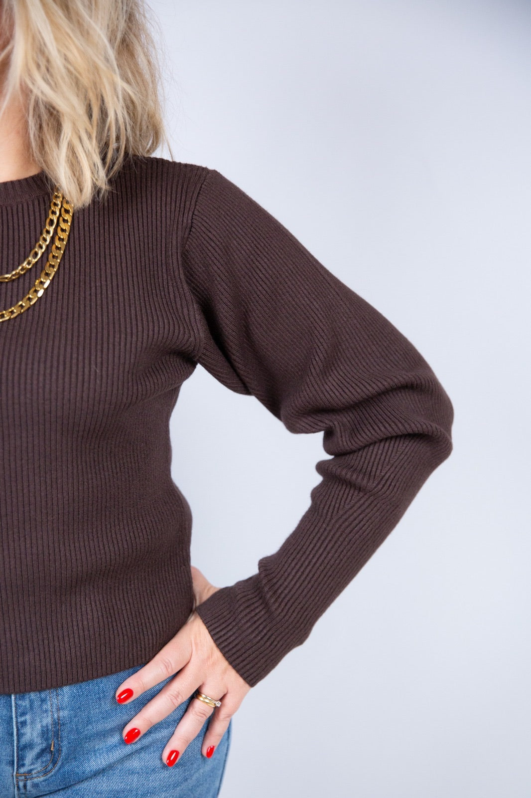 Kaos maglia a costine moro