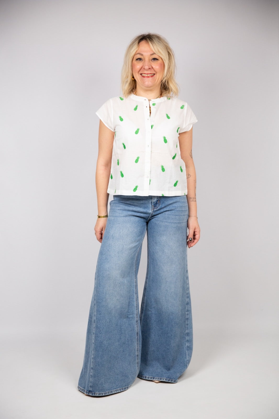 Compania fantastica camicia con Ananas ricamato