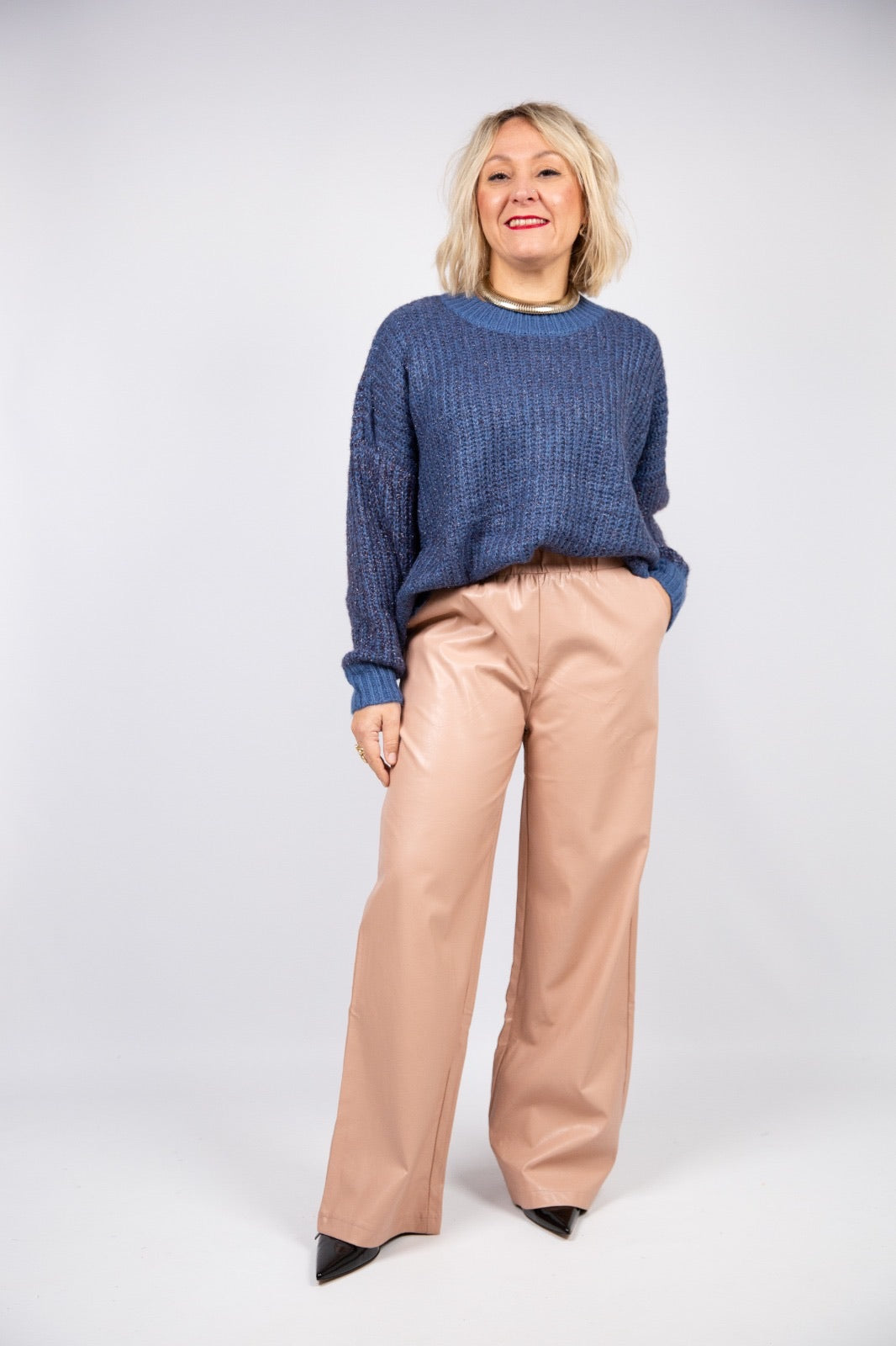 Compania Fantastica Pantalone ecopelle cipria