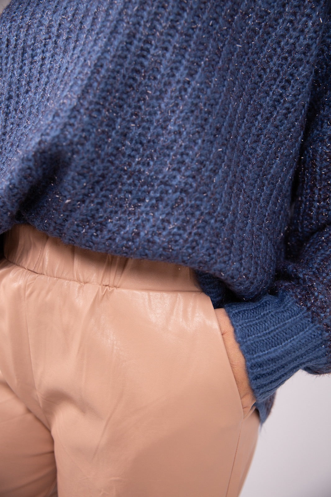 Compania Fantastica Pantalone ecopelle cipria