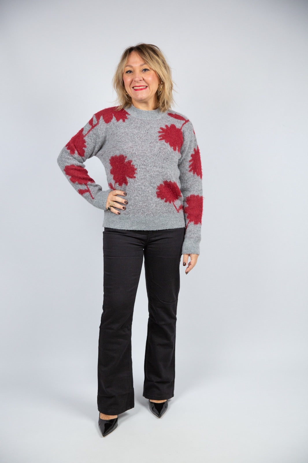 Wild pony maglia grigia con fiore