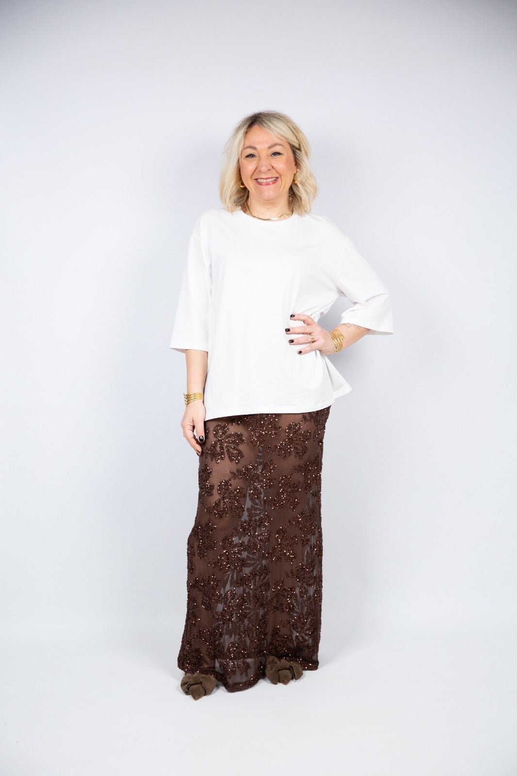 Spazio sand gonna paillettes con culotte