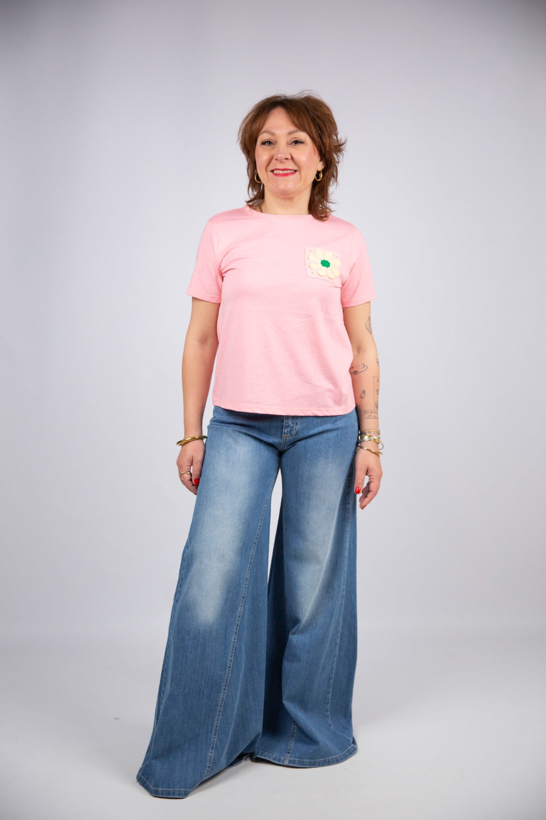 Compania fantastica t-shirt con applicazione in crochet