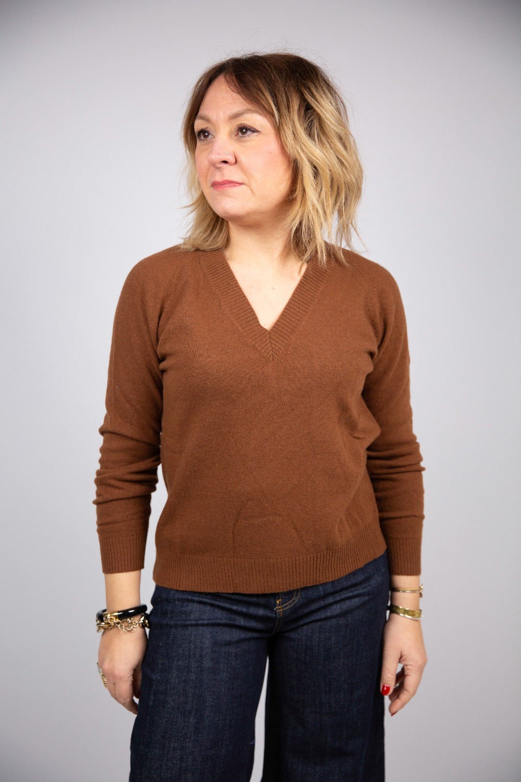 Arita maglia collo V misto cashmere