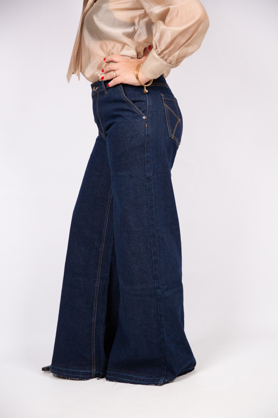 Kaos jeans palazzo blu scuro