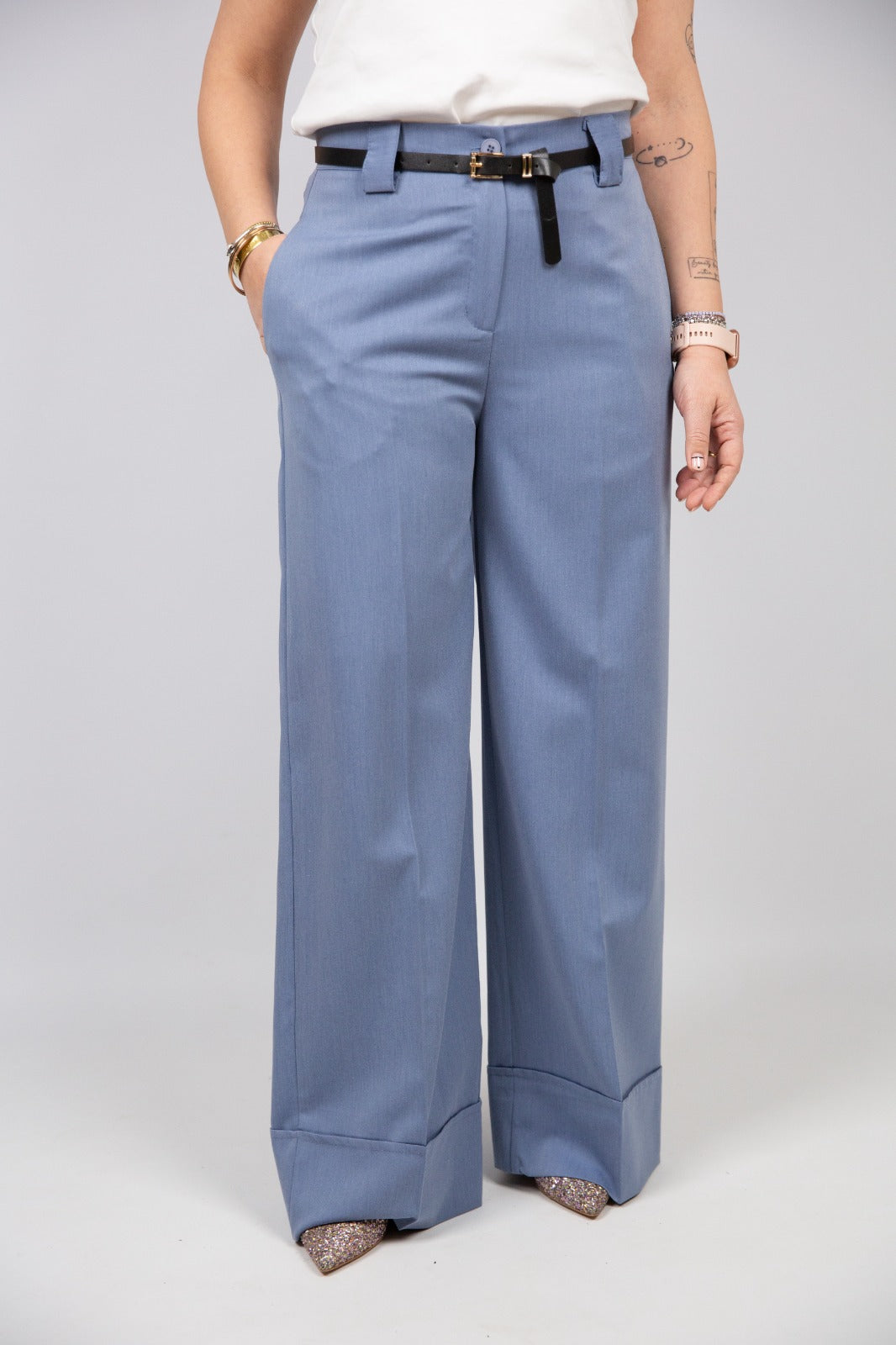 Atelier55 pantalone con risvolto