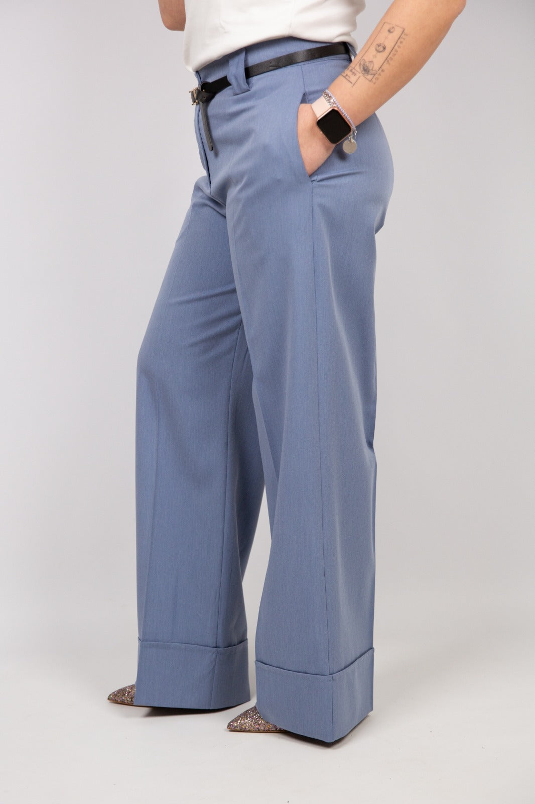 Atelier55 pantalone con risvolto