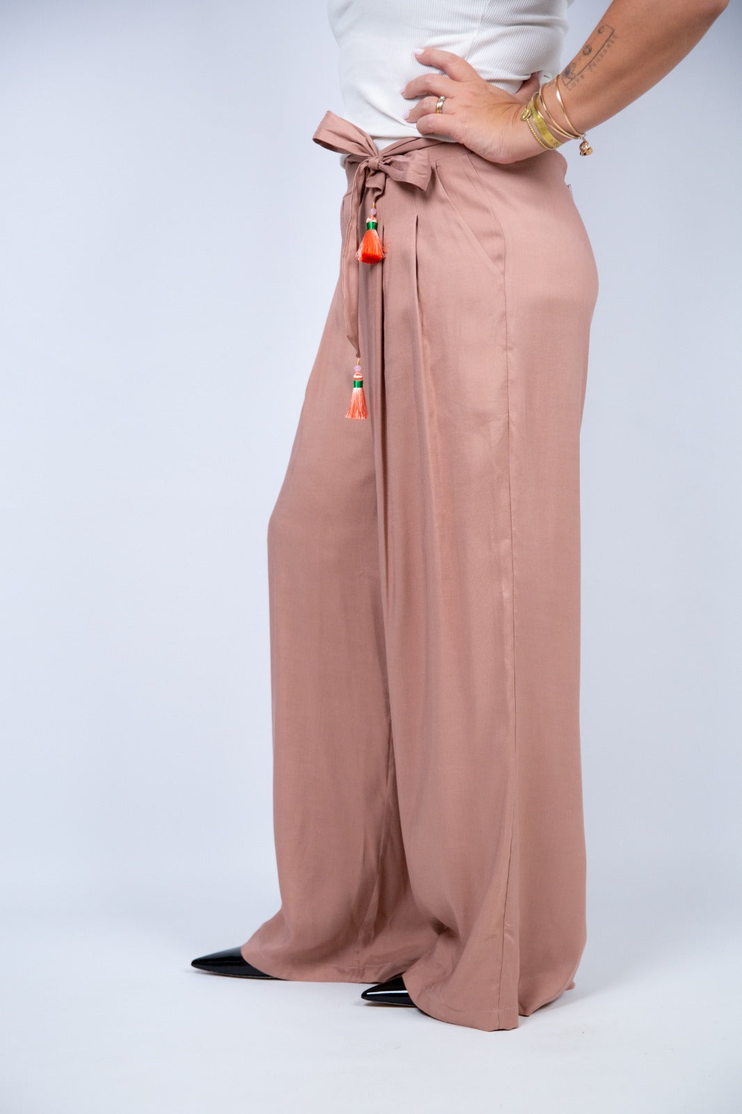 Wu side pantalone fusciacca rosa