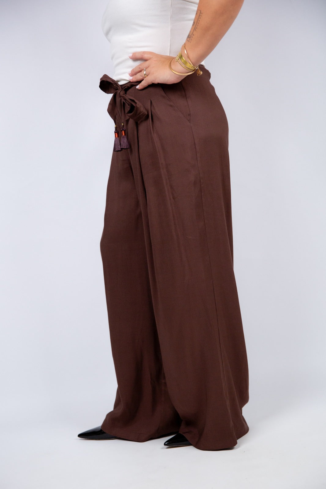 Wu side pantalone viscosa moro