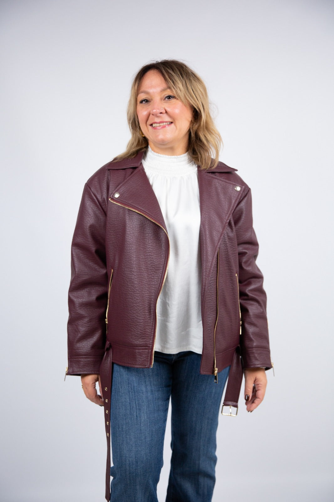 King Kong Chiodo burgundy similpelle