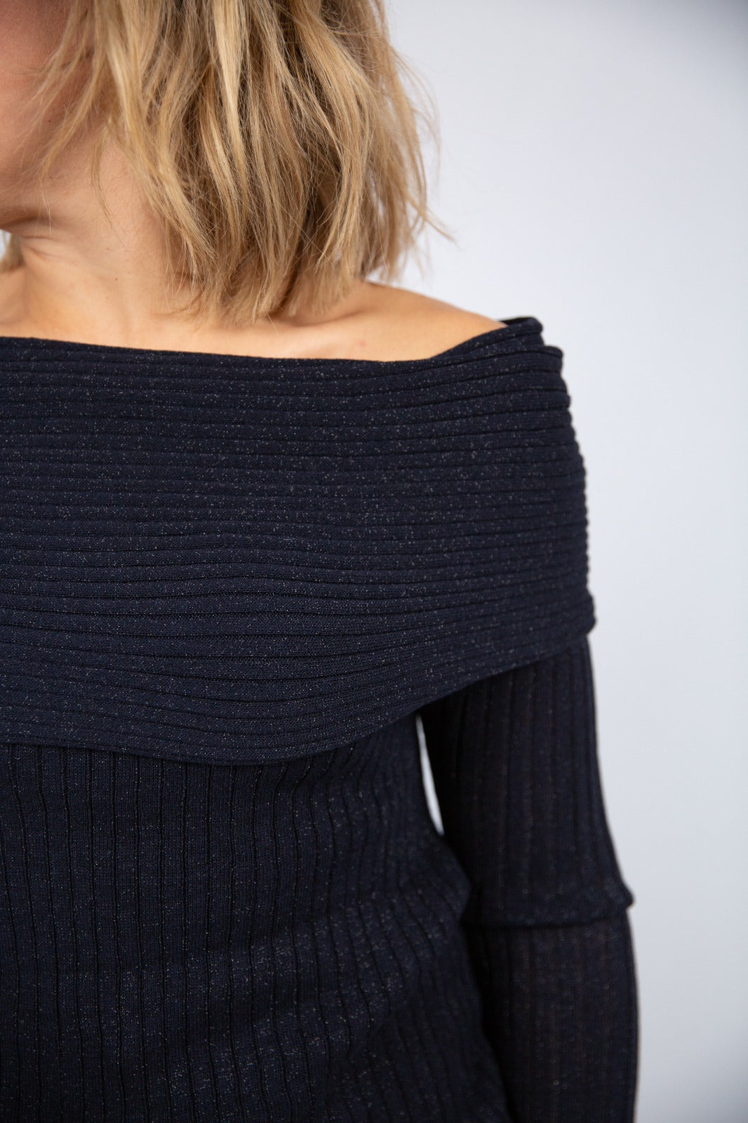 Wild pony Maglia bardot in blu lurex