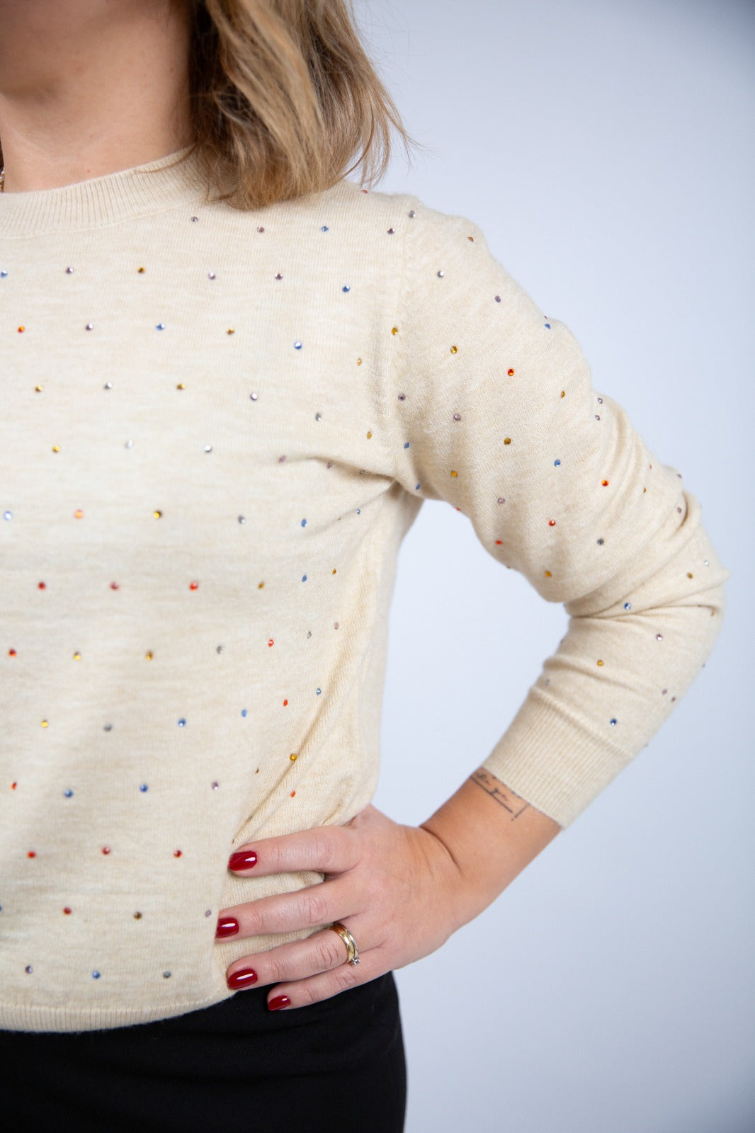 Compania fantastica Maglia con strass multicolore