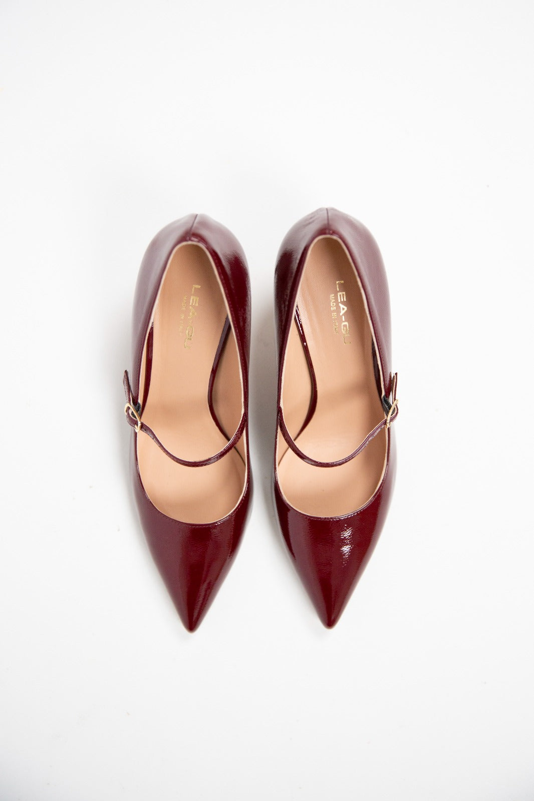 Lea gu décolleté in pelle verniciata bordeaux