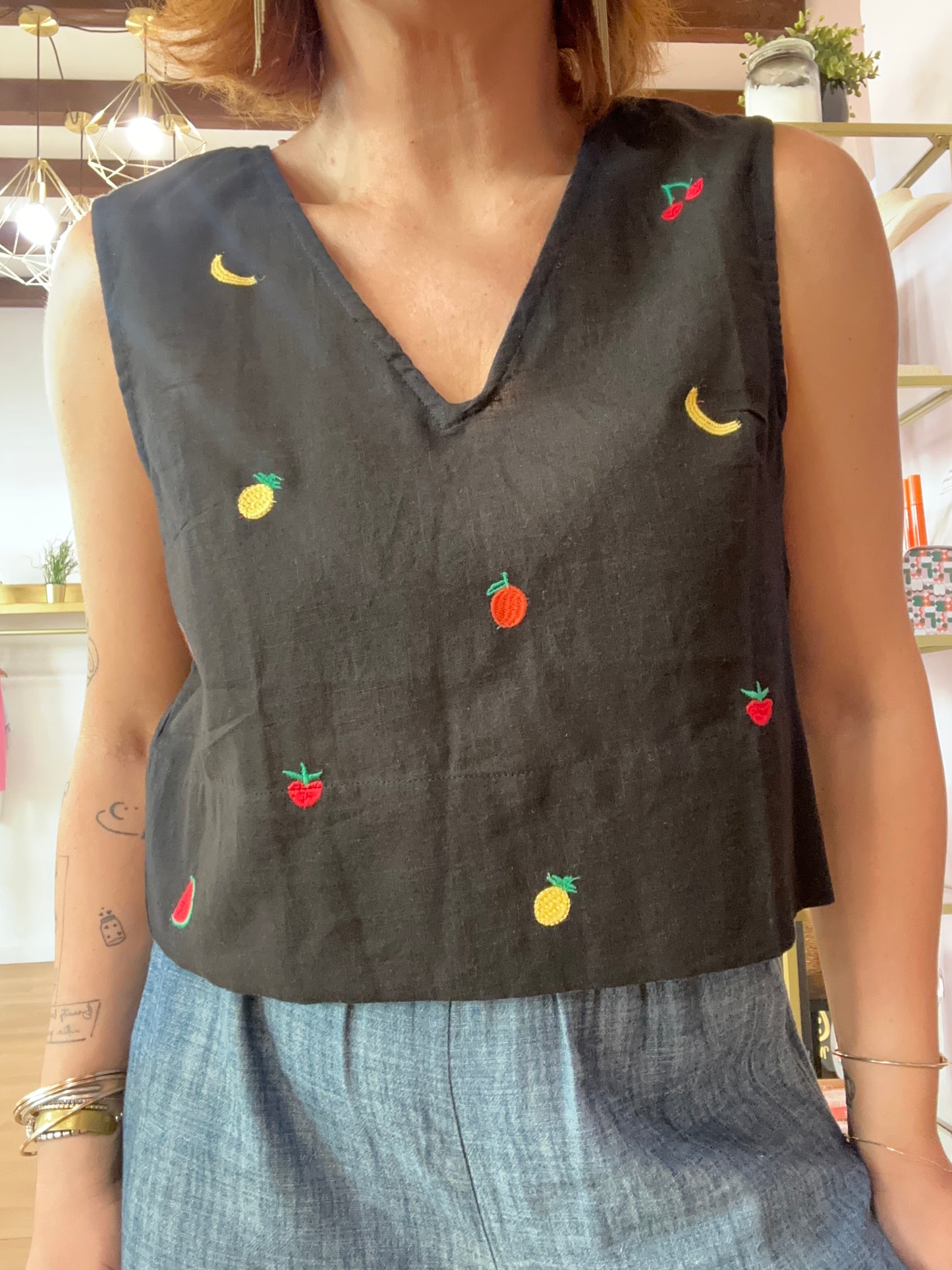 Compania fantastica top ricamo frutta