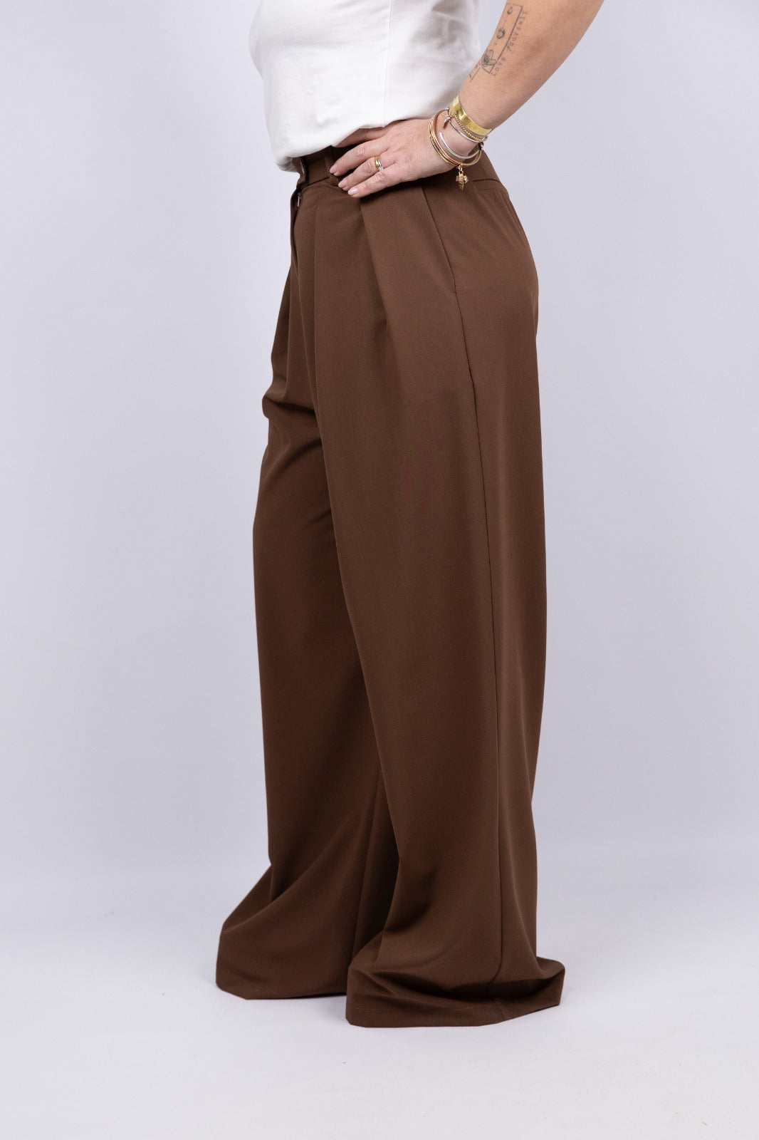 Motel diffusione moda pantaloni con pinces cioccolato