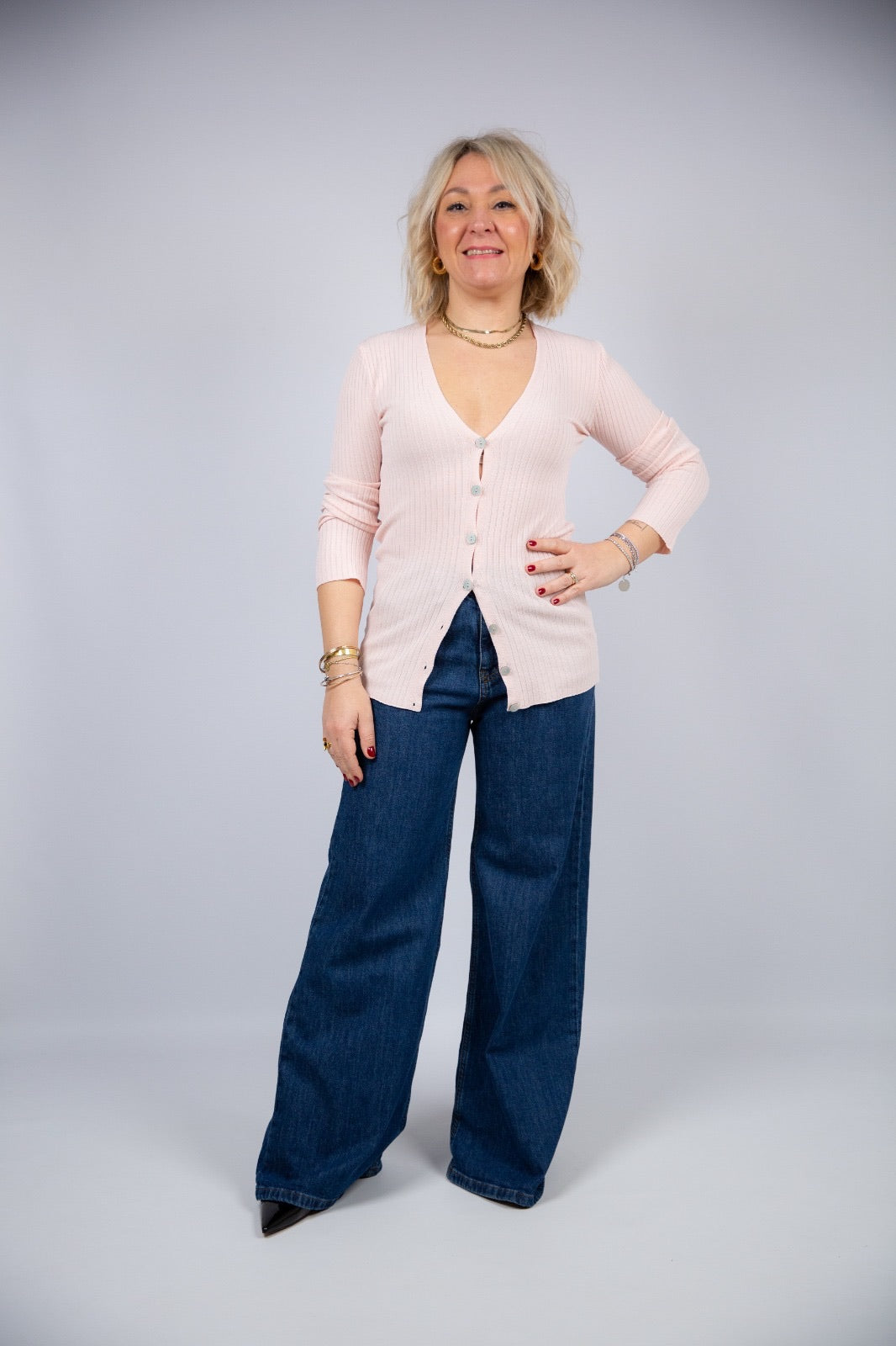 Spazio sand Cardigan Lizzy a coste