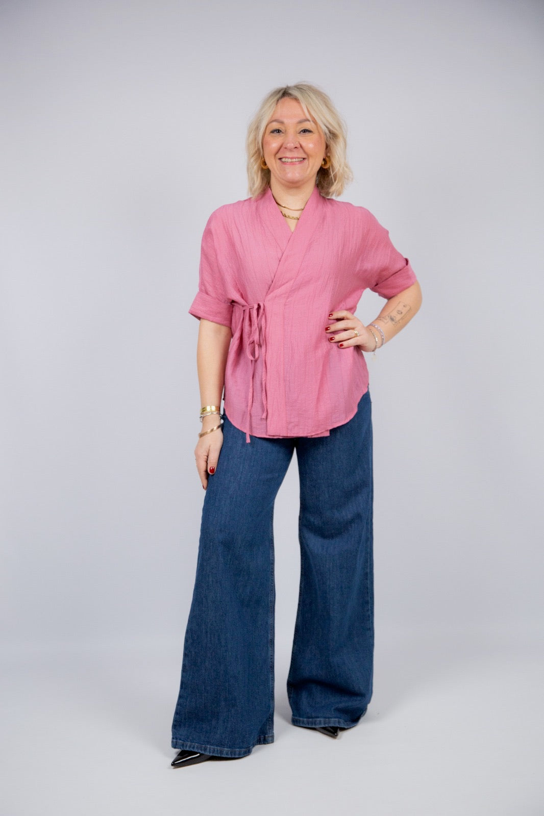 Compania Fantastica Blusa kimono con laccetti