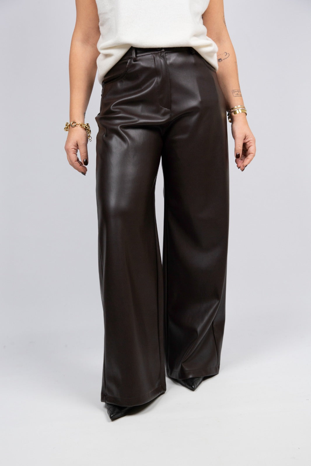 Tensionein jeans Giusy ecopelle caffè