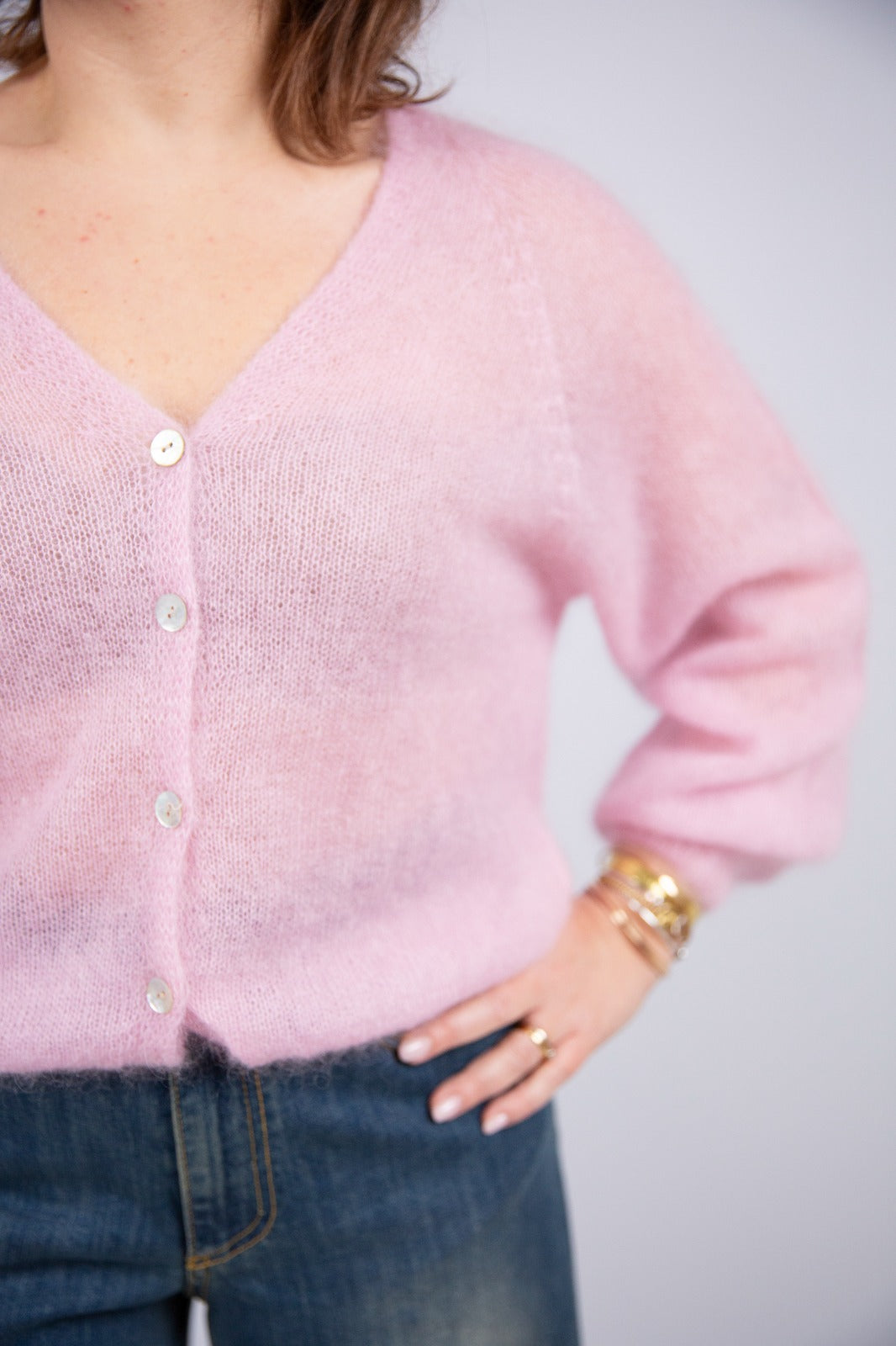 Spazio Sand cardigan kids mohair