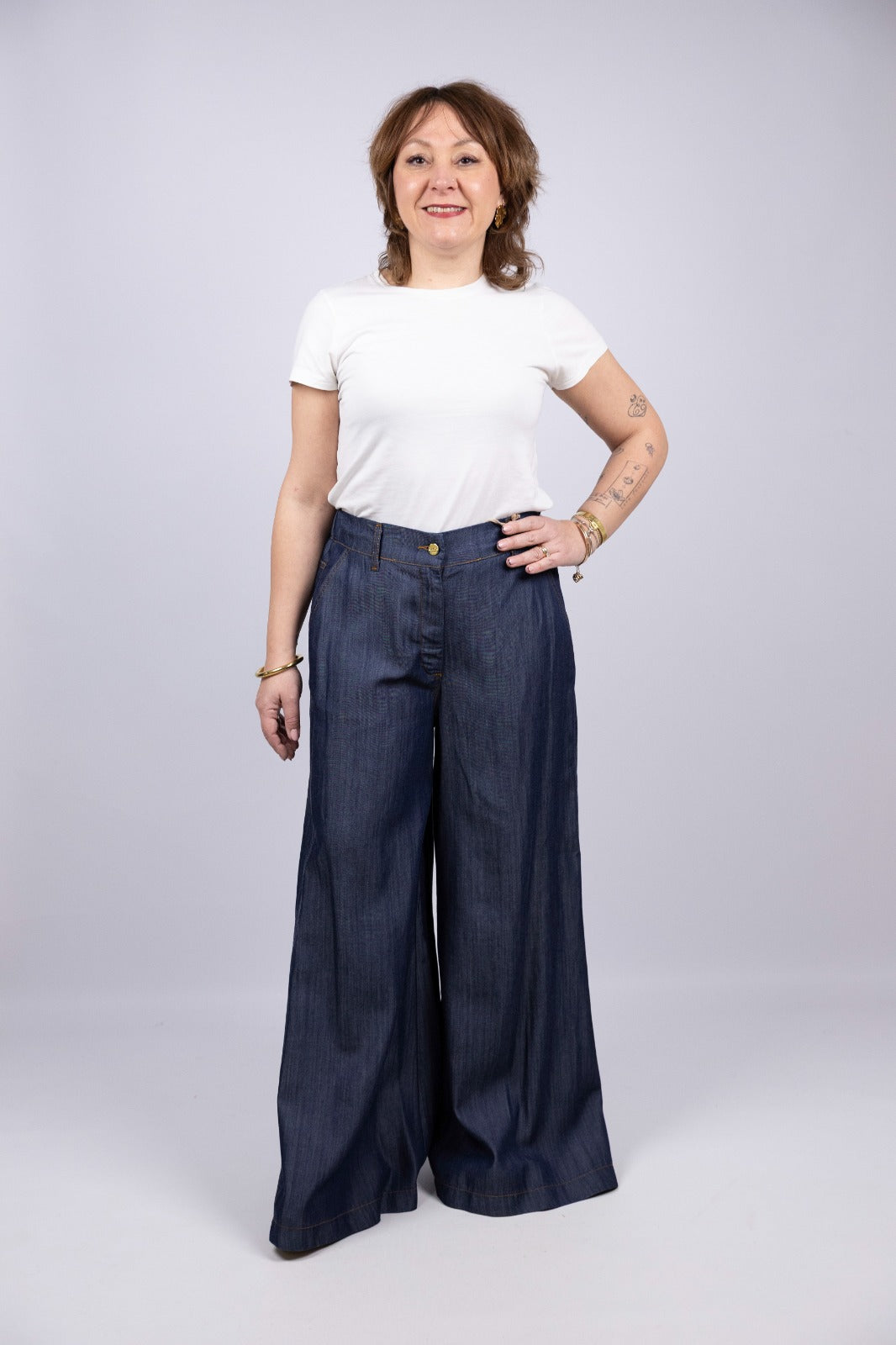 Kaos jeans palazzo  in chambrais