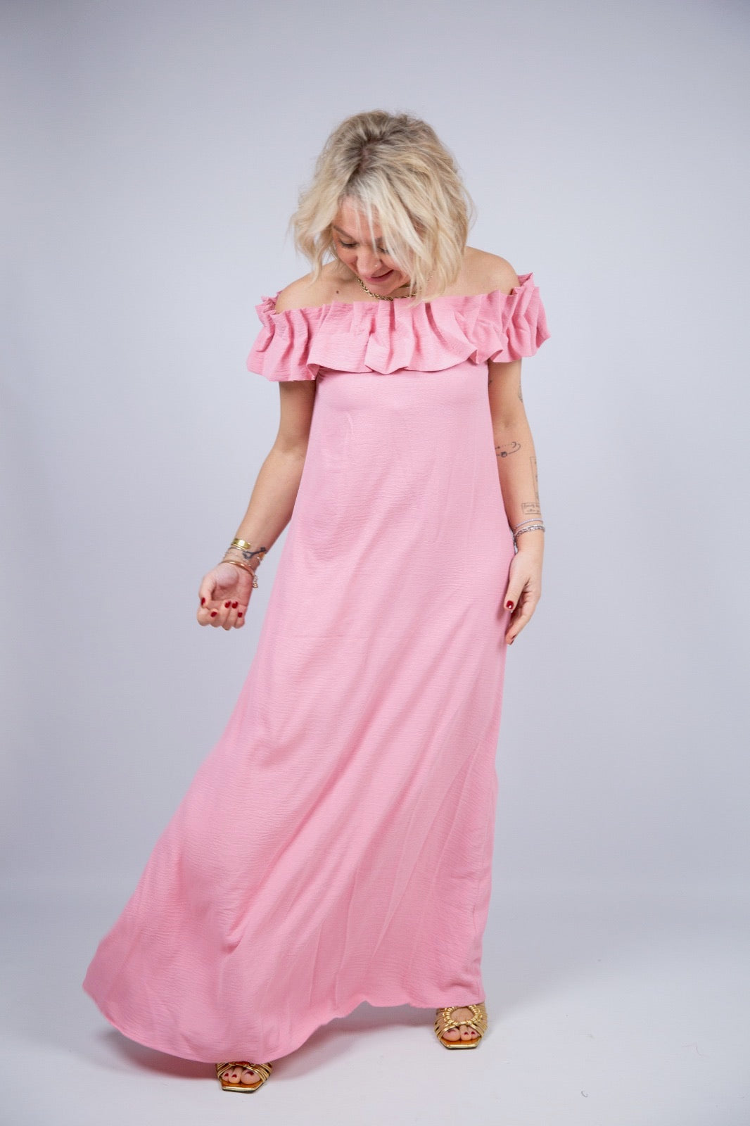 Compania fantastica Vestito lungo scollo Bardot