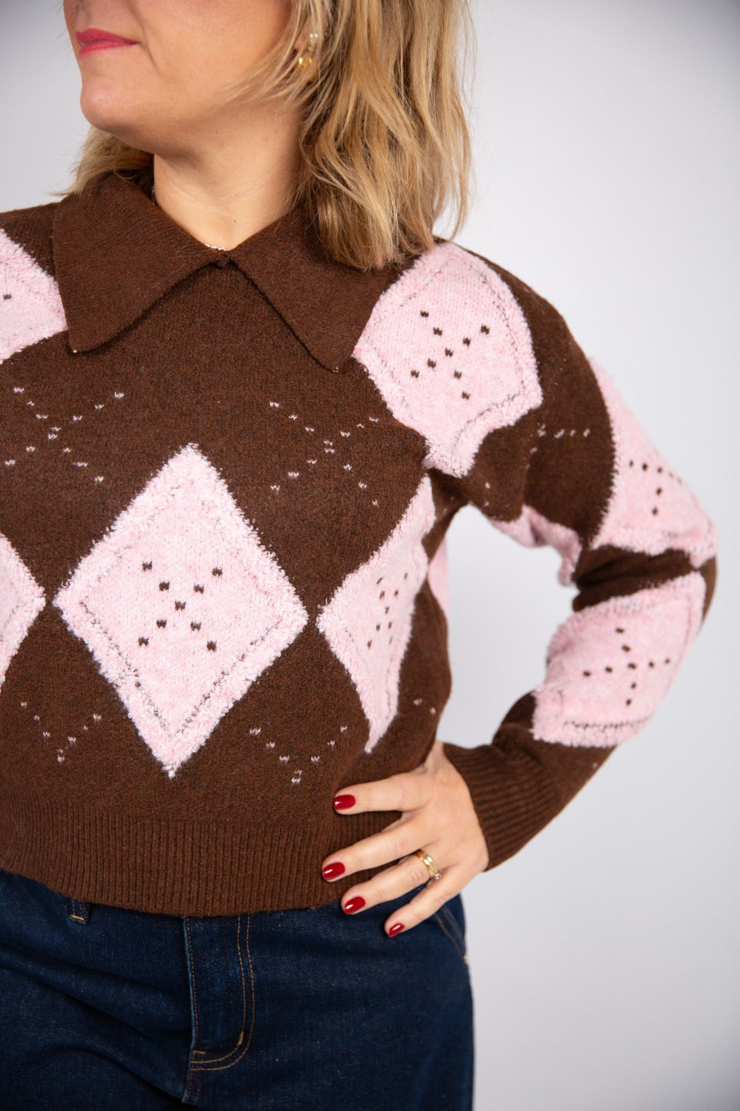 Compania fantastica Pull losanghe e colletto polo