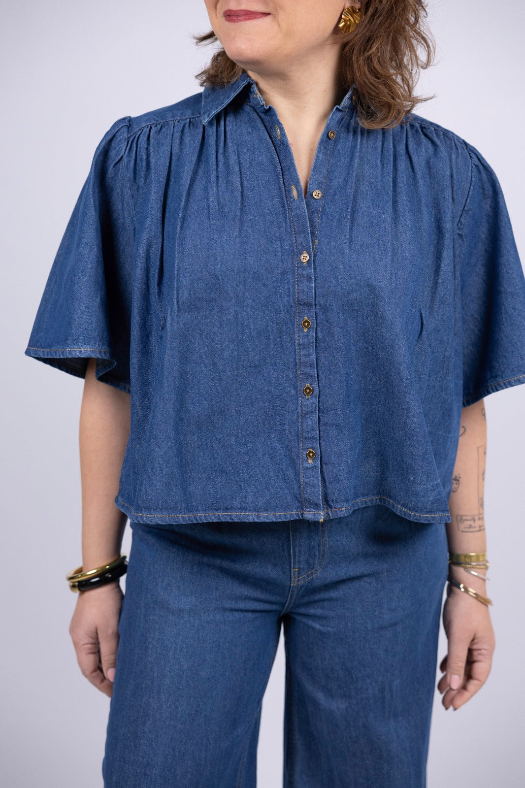 Wild pony camicia con manica coperta e pinces