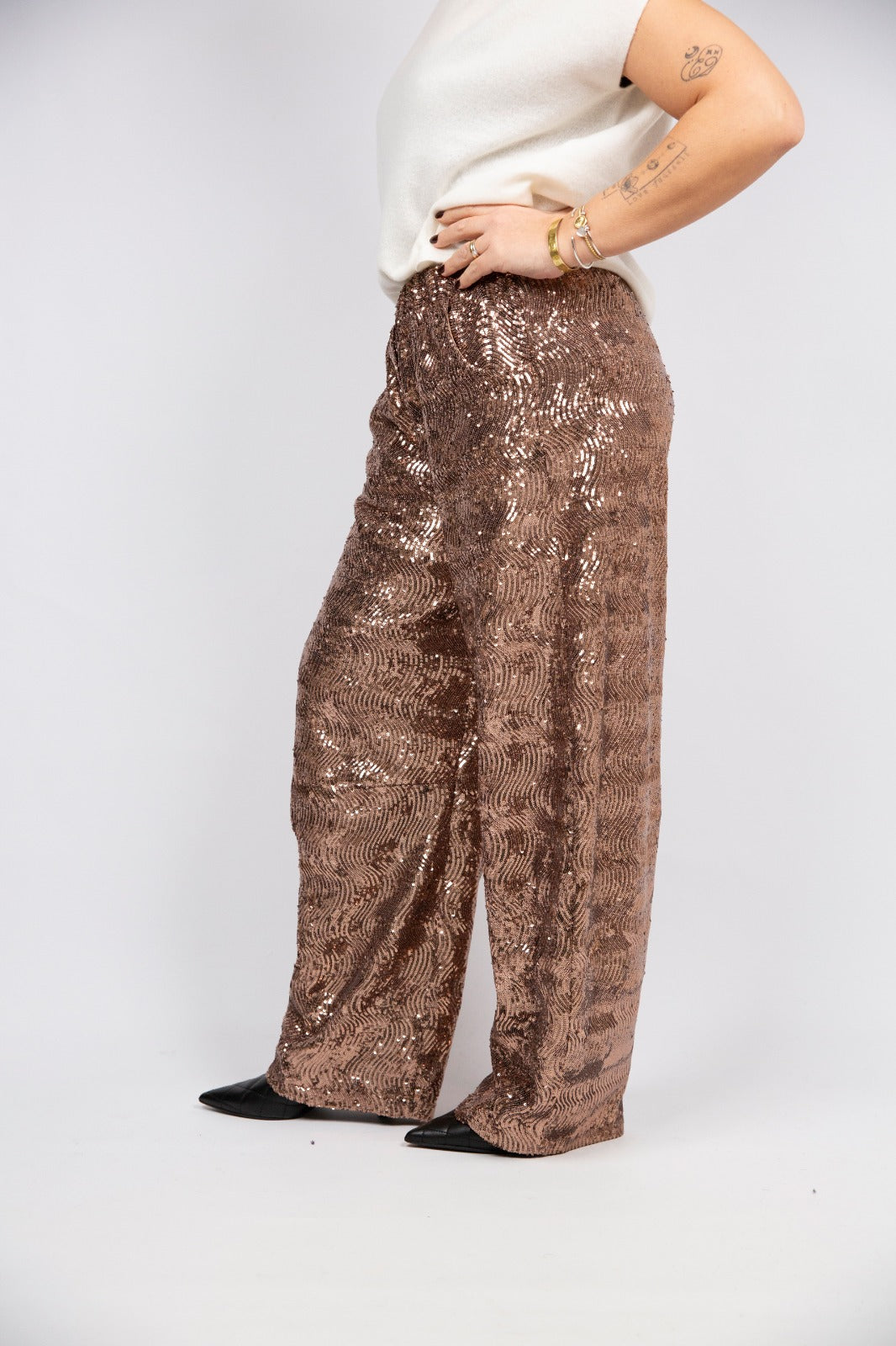 Motel pantalone in paillettes modello barrel