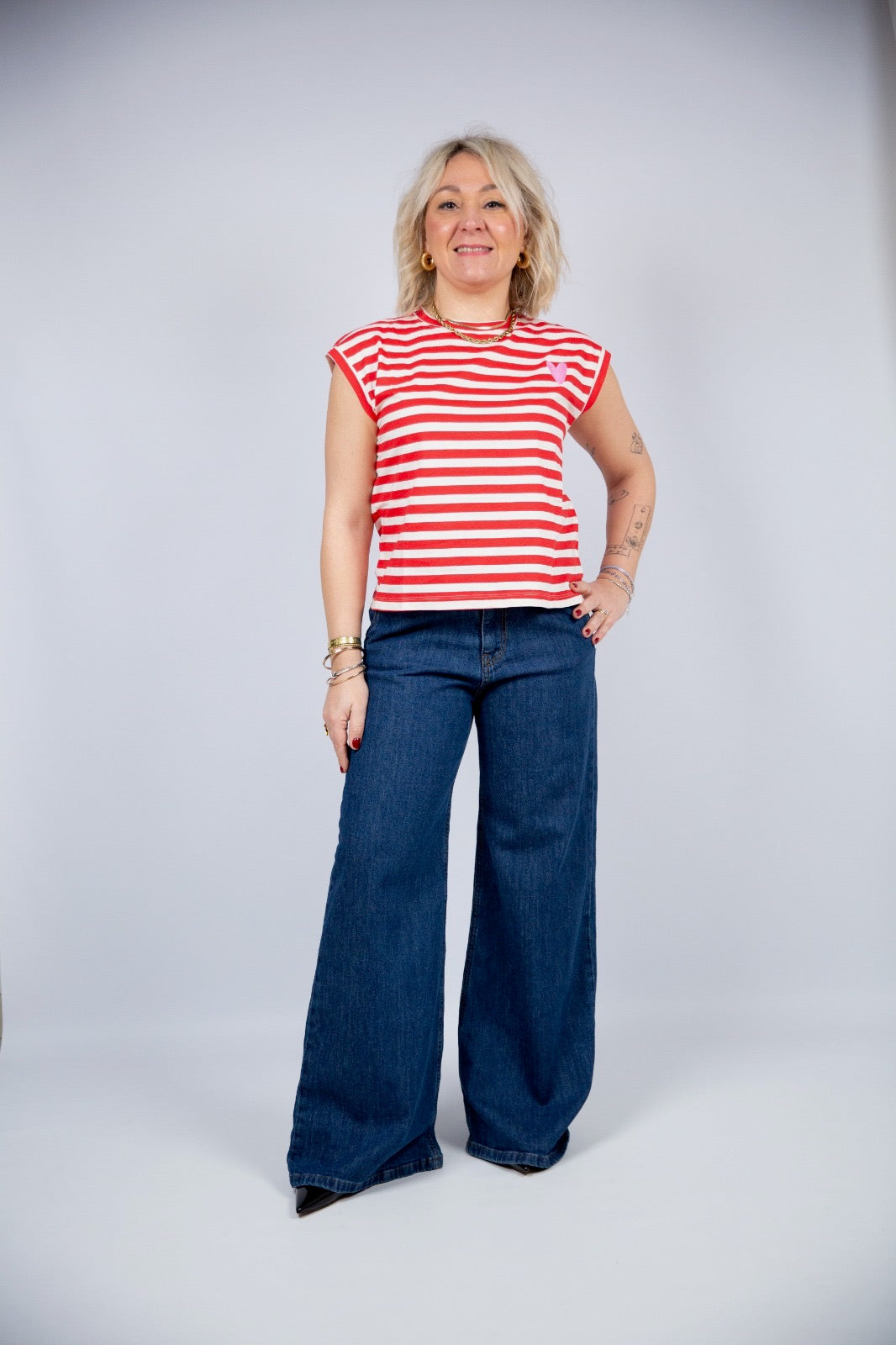 Compania fantastica T-shirt righe e cuore
