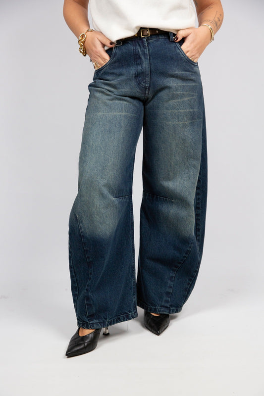 Motel jeans barrel con cintura