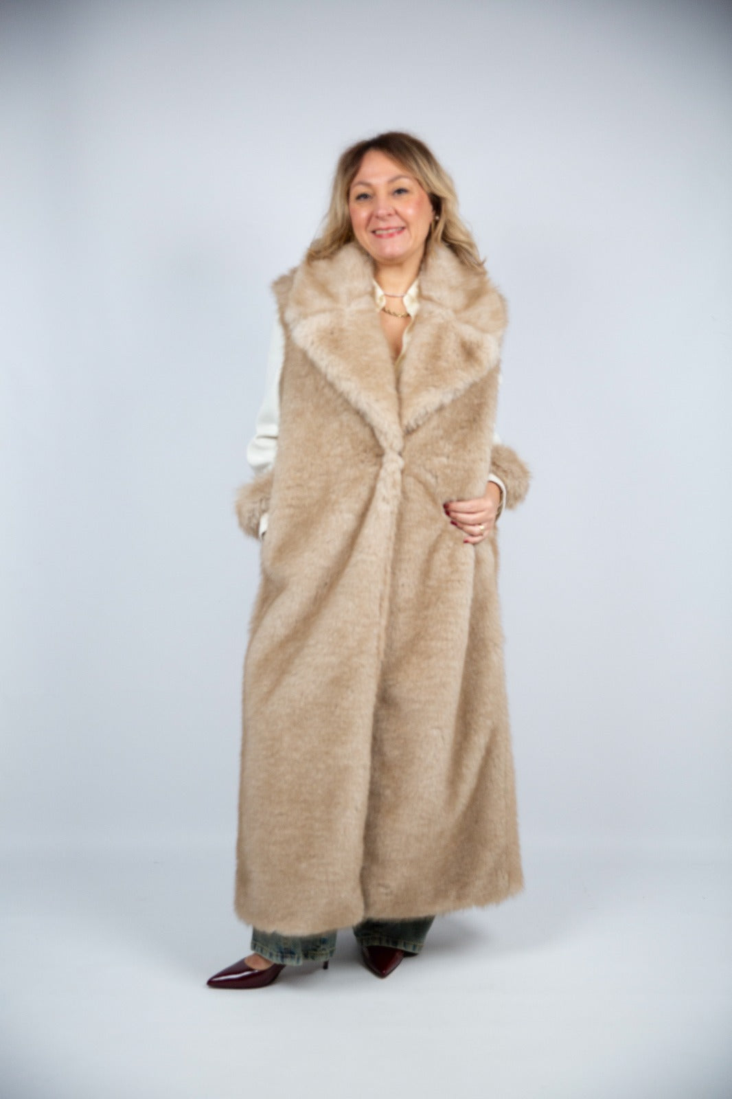 King Kong cappotto ecofur beige