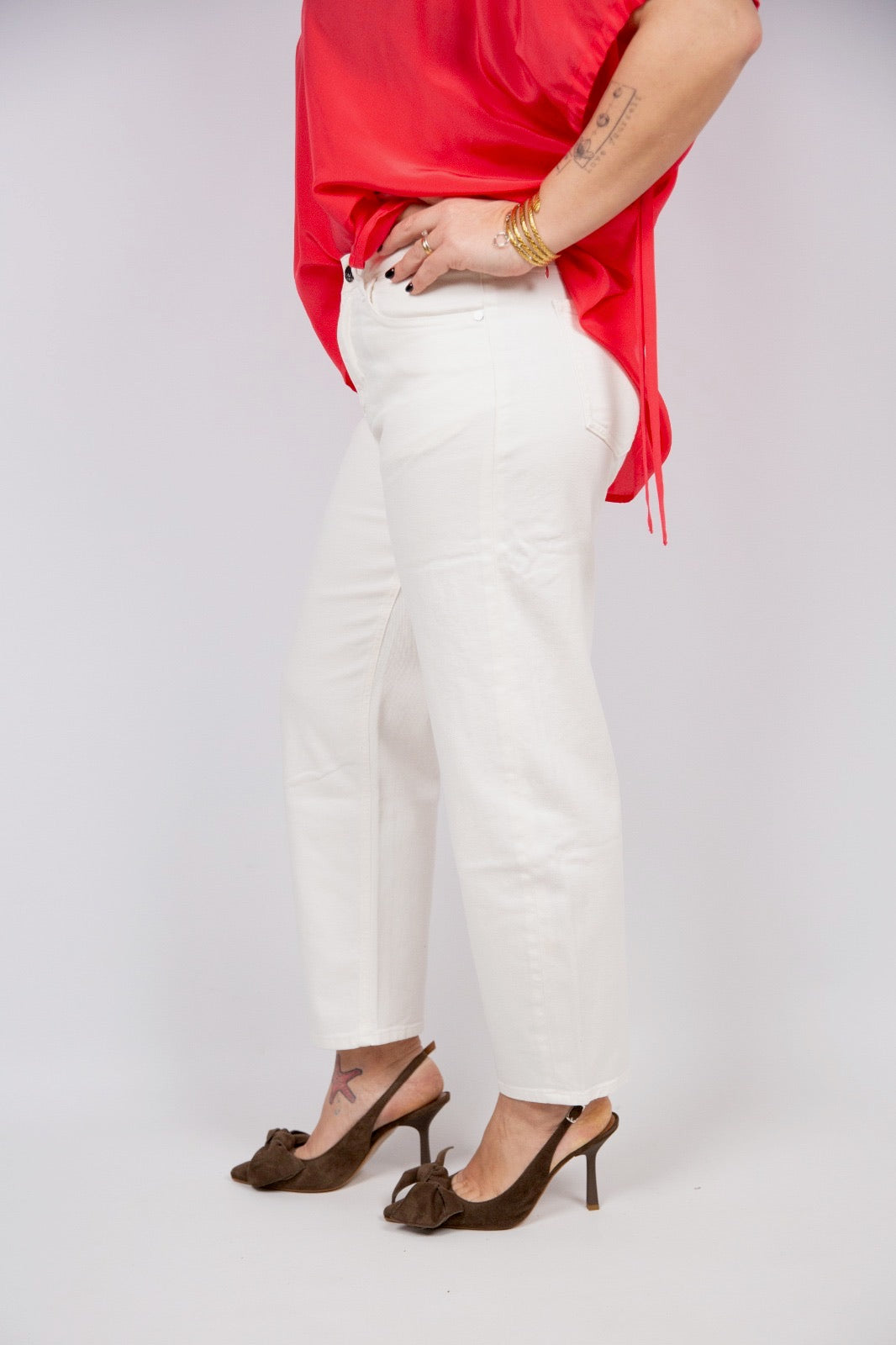 Kaos jeans barrel bianco