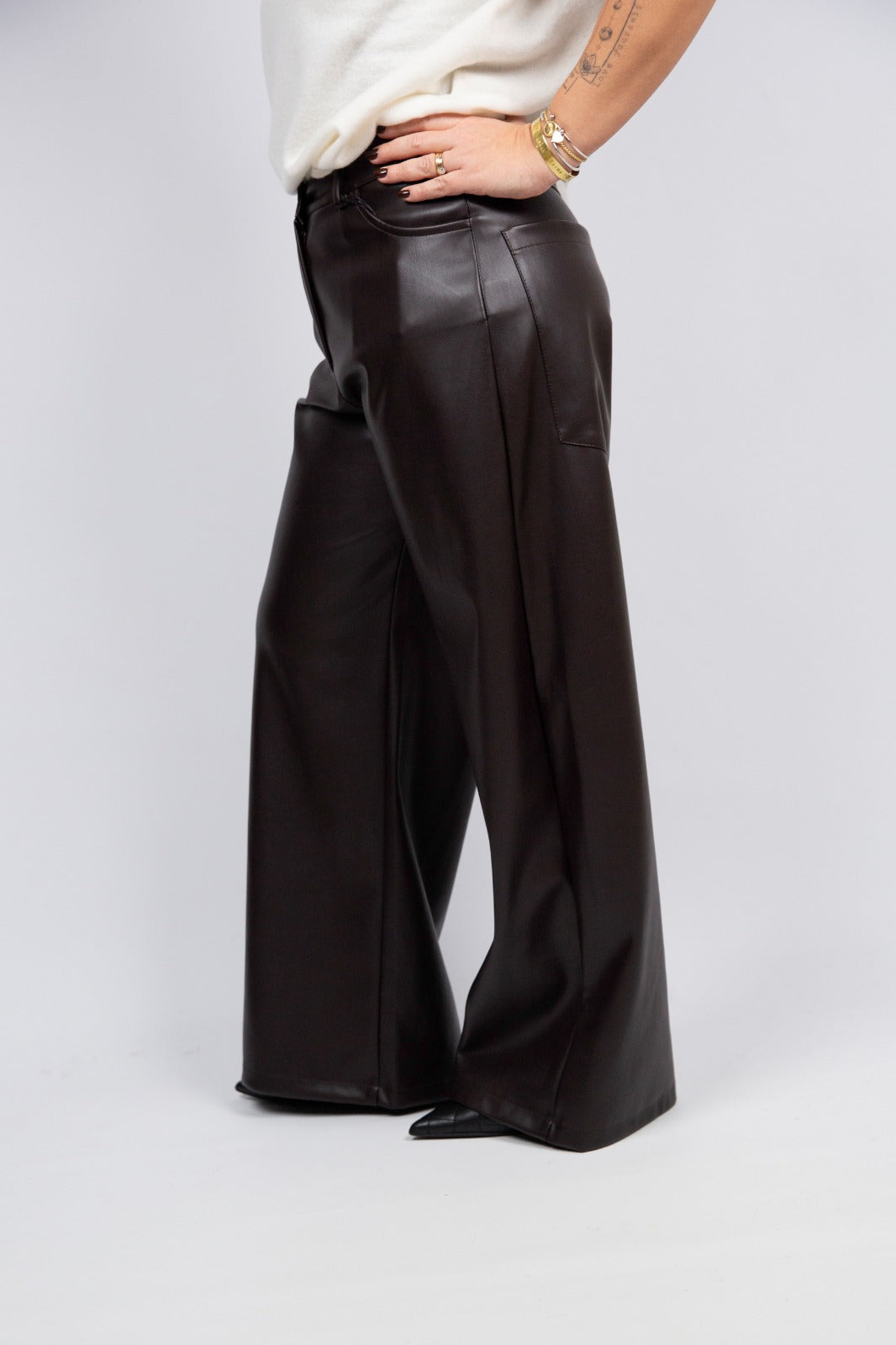 Tensionein jeans Giusy ecopelle caffè