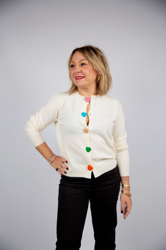 Compania fantastica cardigan con bottoni a cuore multicolore