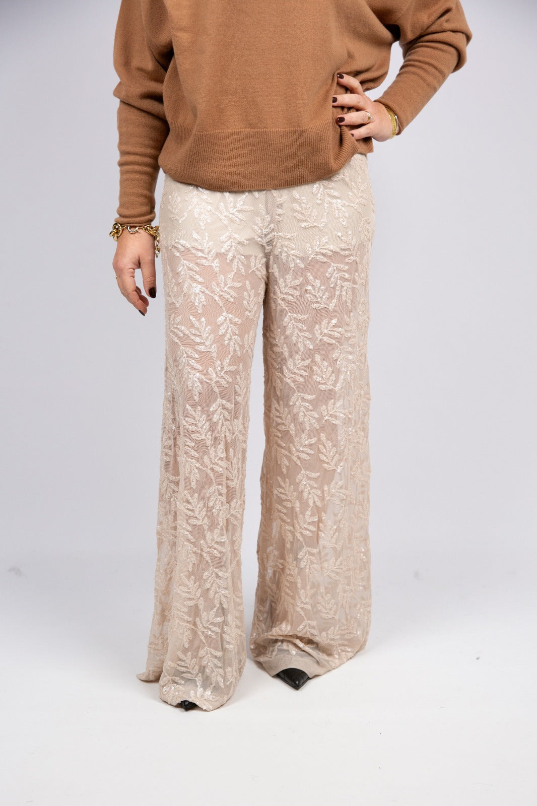 Motel pantalone ricamo in paillettes