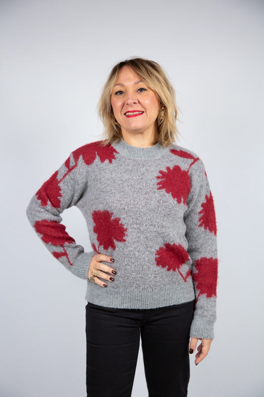 Wild pony maglia grigia con fiore