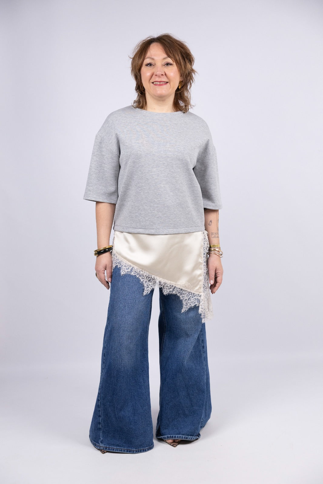Atelier55 t-shirt con pizzo