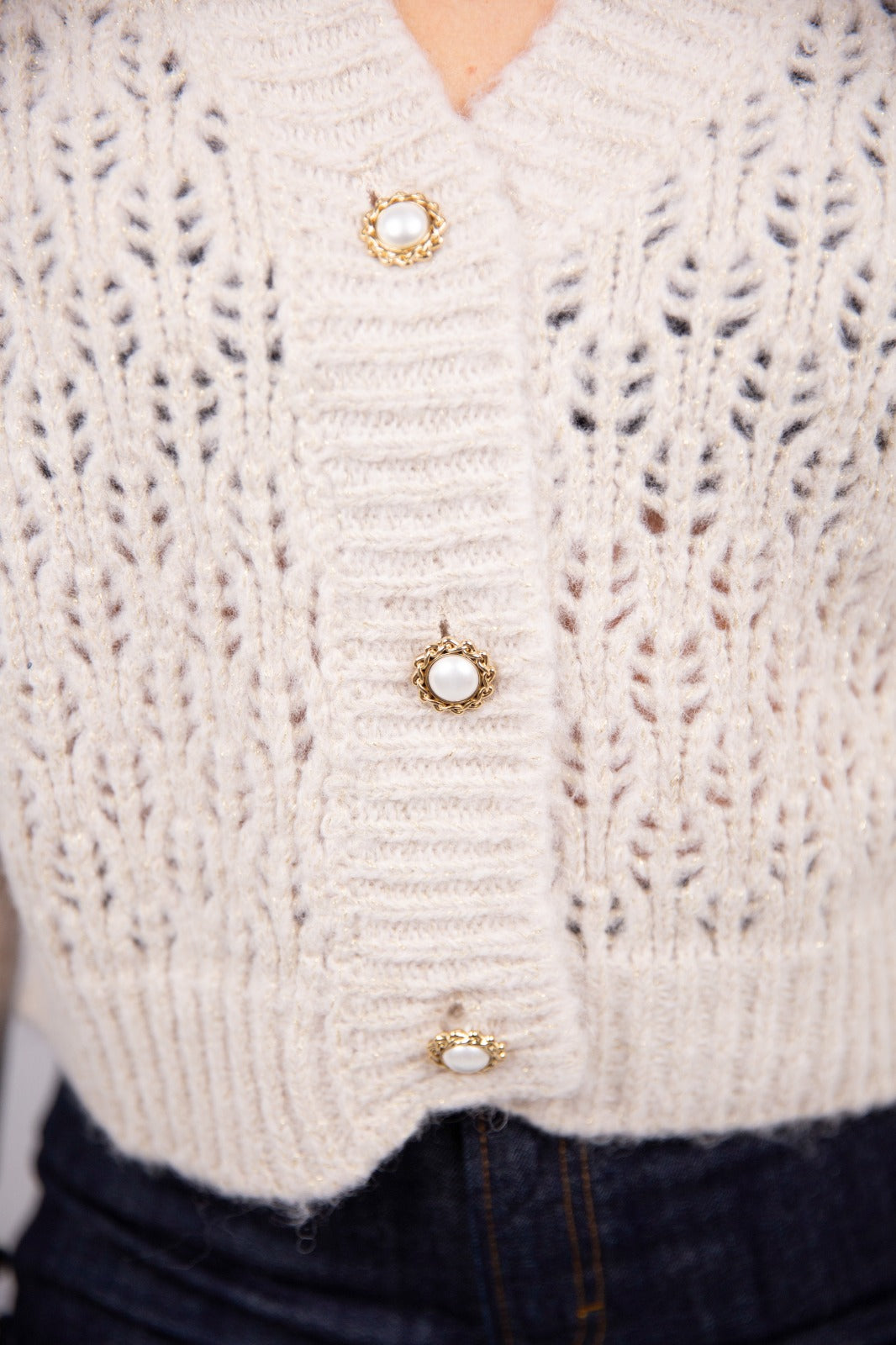 Motel cardigan traforato bottoni gioiello