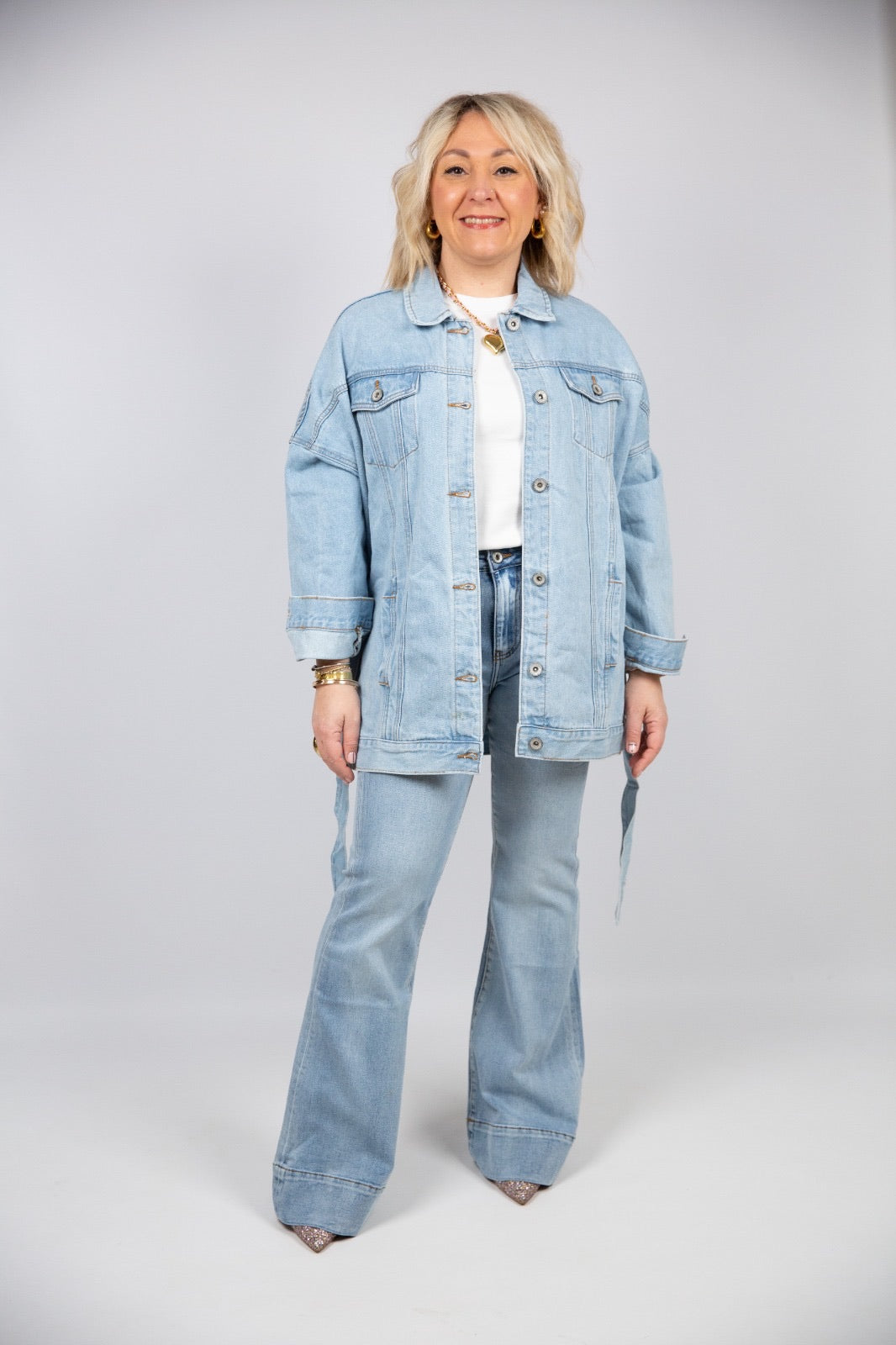 Atelier55 Giacca jeans con cintura