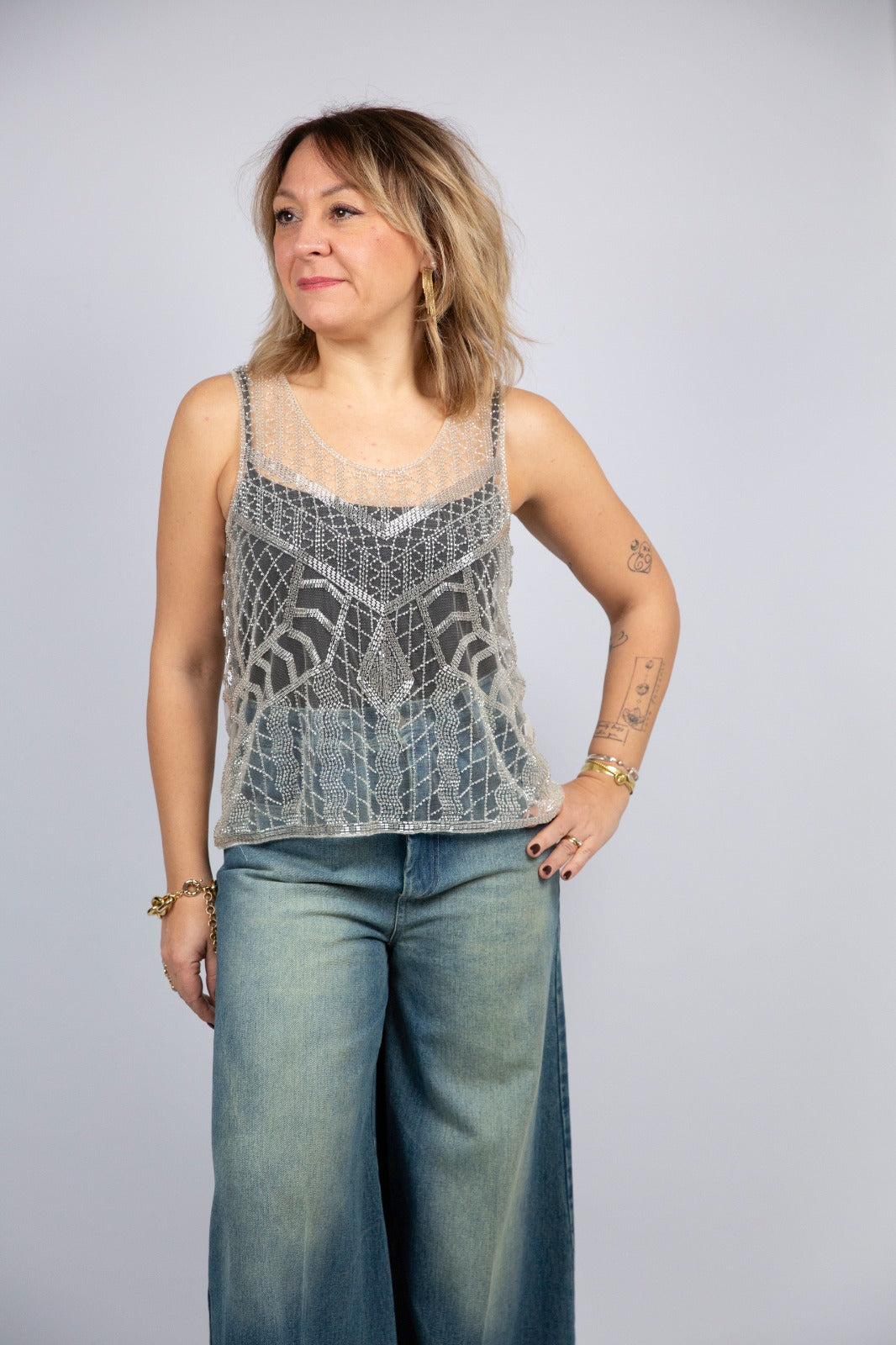 Tensione top tulle e perline