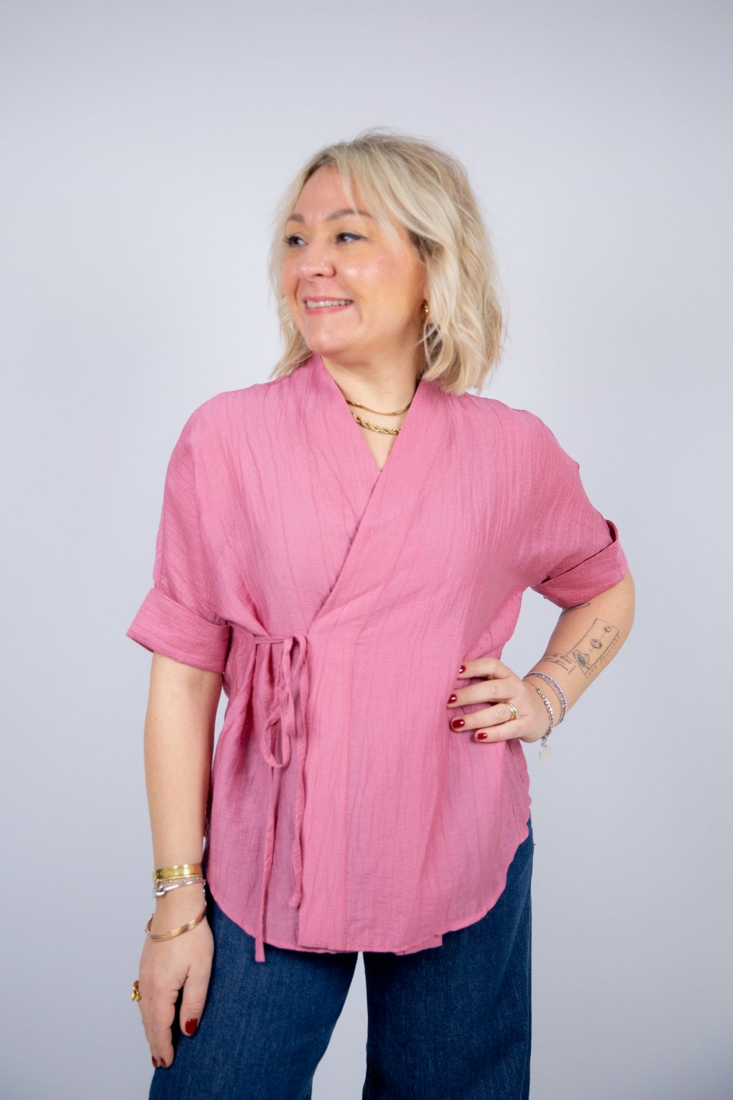 Compania Fantastica Blusa kimono con laccetti