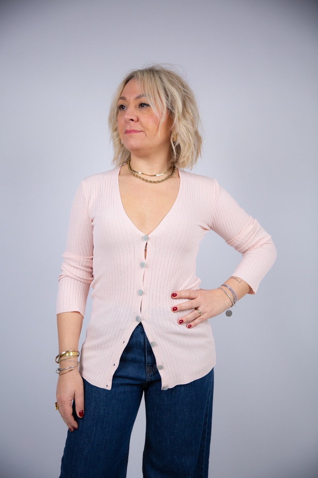 Spazio sand Cardigan Lizzy a coste