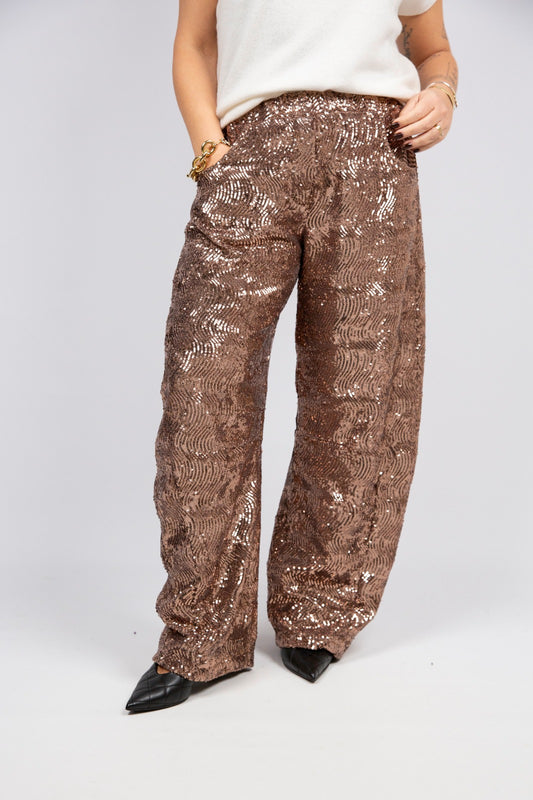 Motel pantalone in paillettes modello barrel