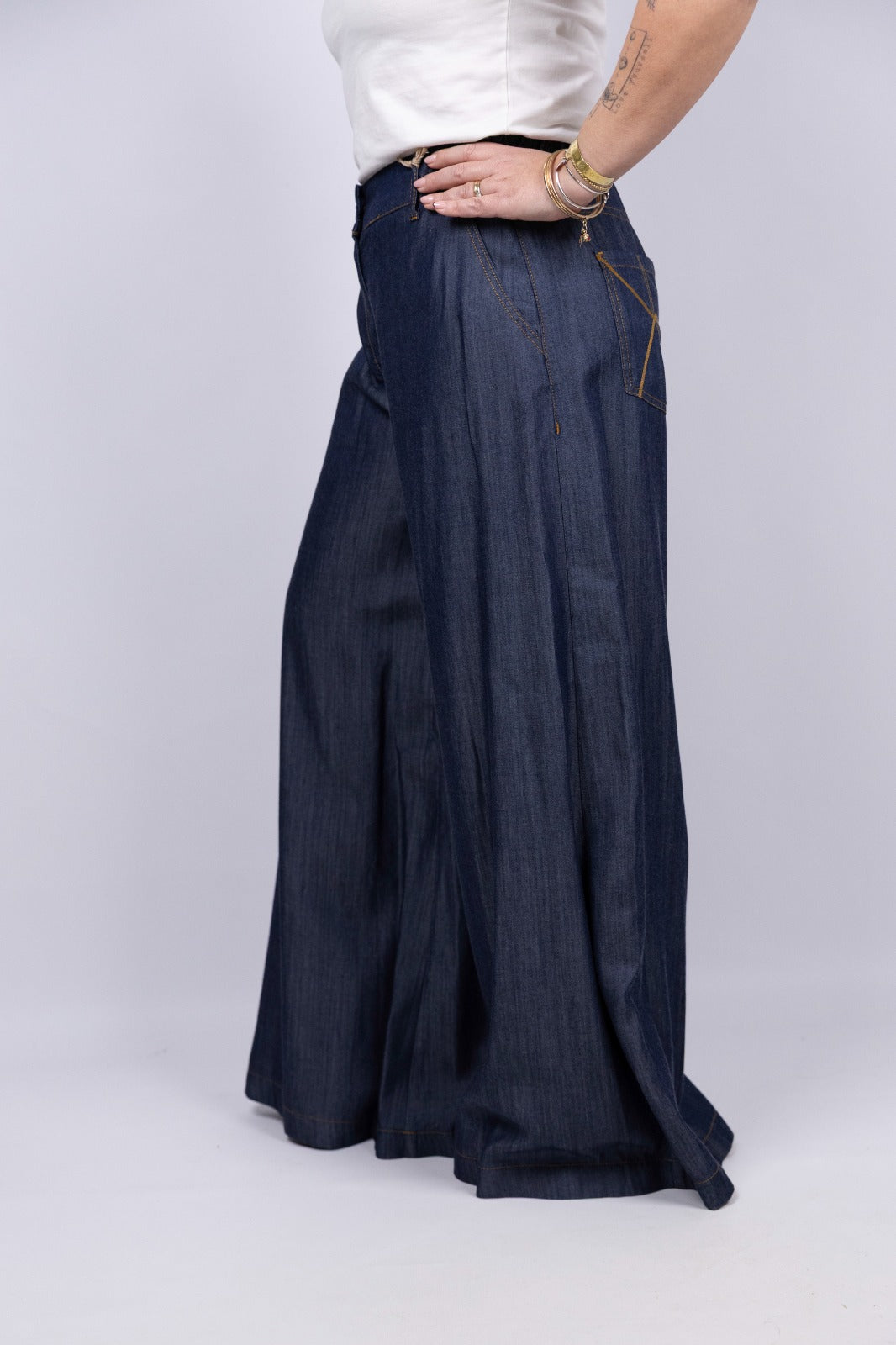 Kaos jeans palazzo  in chambrais