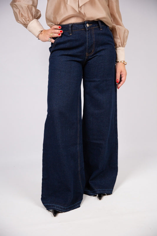 Kaos jeans palazzo blu scuro