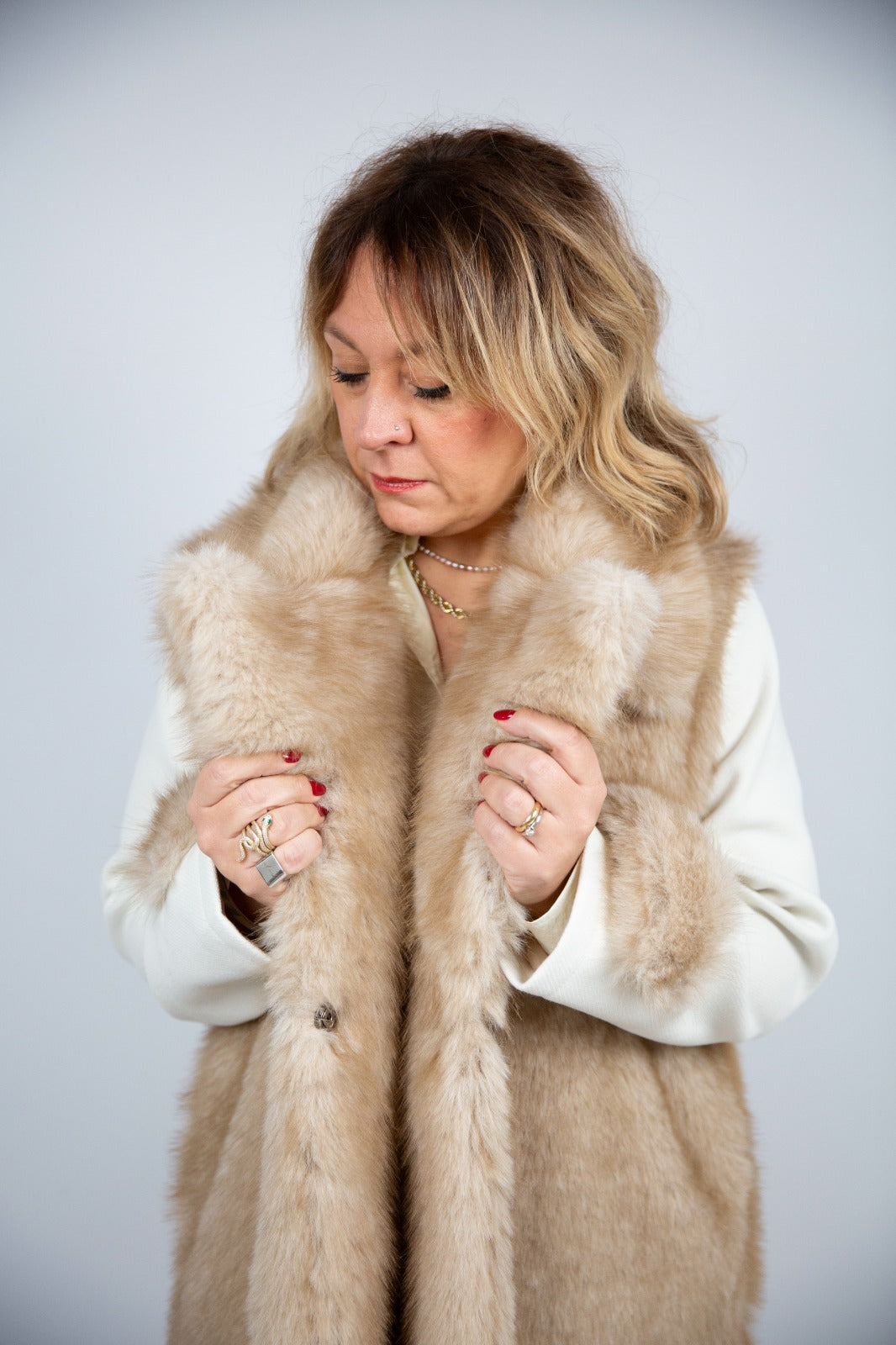 King Kong cappotto ecofur beige