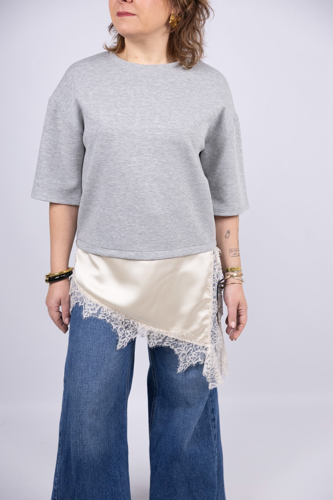 Atelier55 t-shirt con pizzo